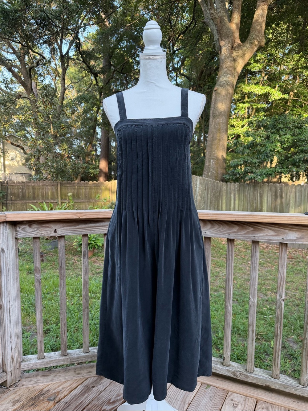 Tibi 100% Japanese Cotton Pleated Sleeveless Wide Leg Jumpsuit